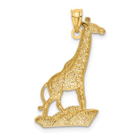 14k w/Rhodium Diamond-cut Polished Giraffe Pendant-K6016