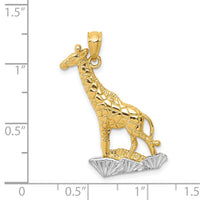 14k w/Rhodium Diamond-cut Polished Giraffe Pendant-K6016