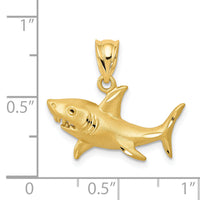 14K Satin Diamond-Cut Shark Pendant-K6019