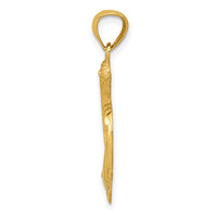 14K D/C Satin and Polished Dolphins Heart Pendant-K6026