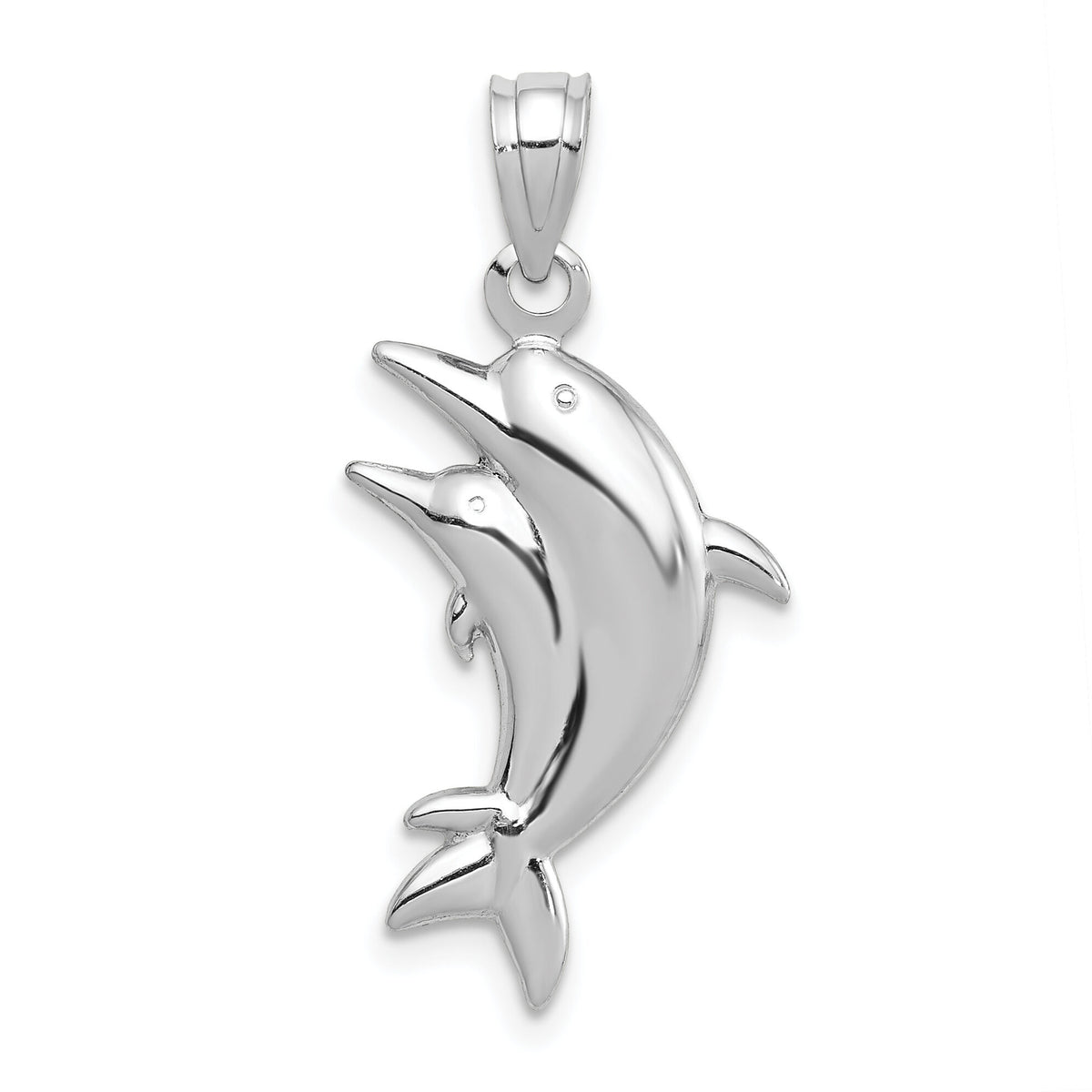 14k White Gold Dolphin Pair Pendant-K6028