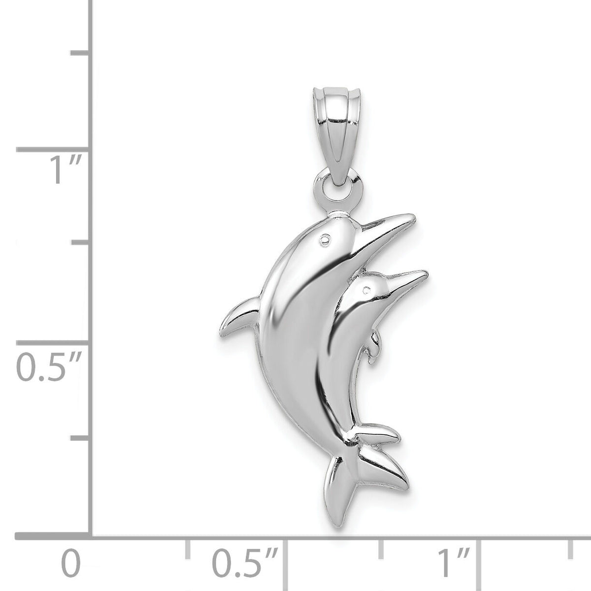 14k White Gold Dolphin Pair Pendant-K6028