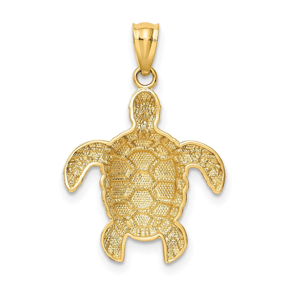 14k Diamond-cut Polished Sea Turtle Pendant-K6033