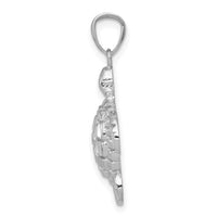 14k White Gold Diamond-cut Polished Sea Turtle Pendant-K6034