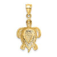 14k Polished Created Blue Opal Turtle Pendant-K6037