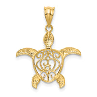 14k Polished Filigree Sea Turtle Pendant-K6038