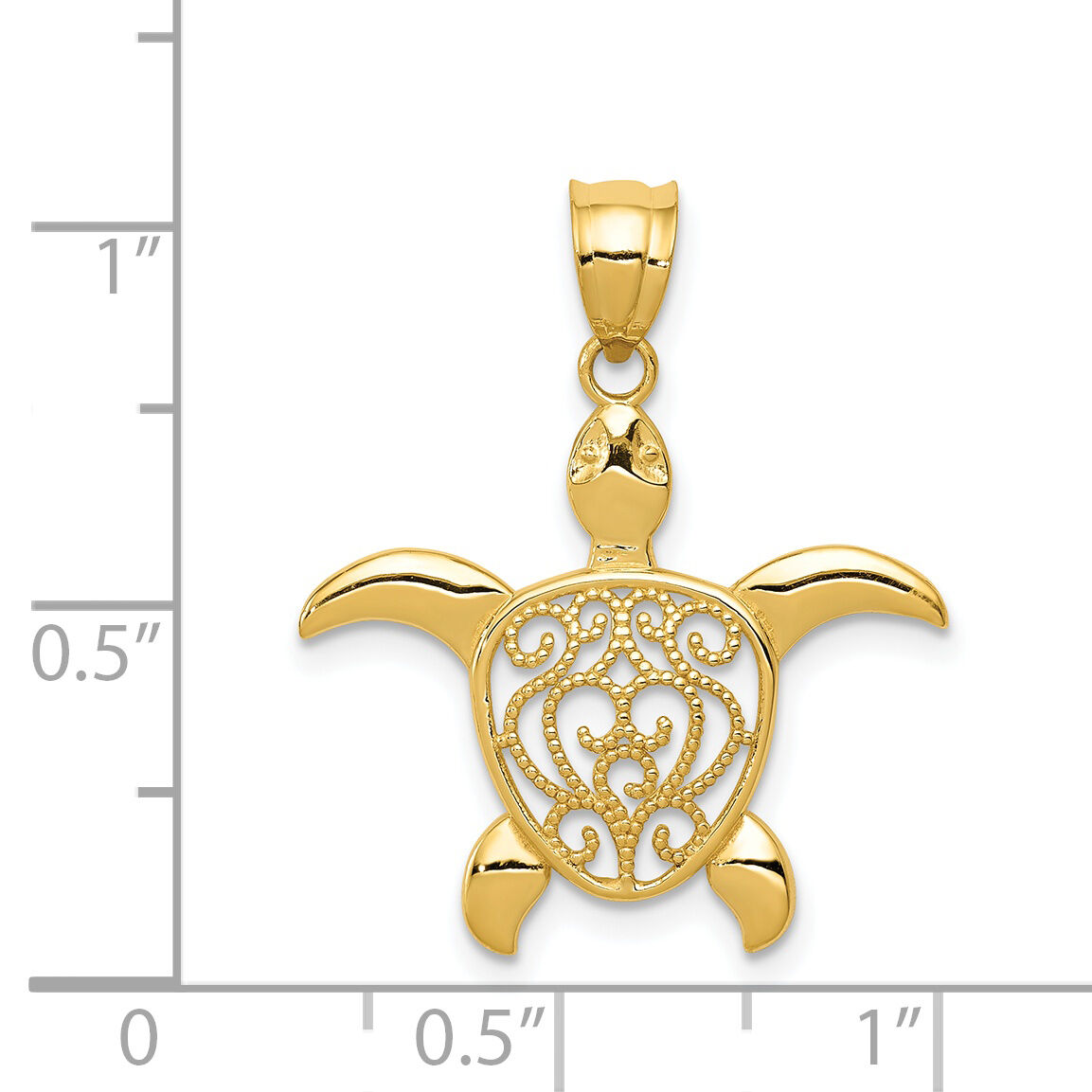 14k Polished Filigree Sea Turtle Pendant-K6038