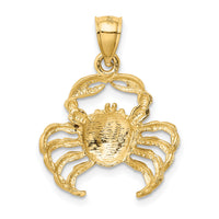 14k Satin Diamond-cut Crab Pendant-K6039