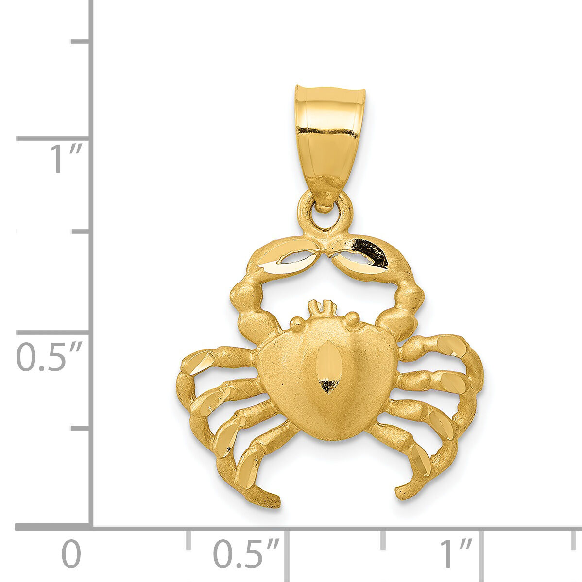 14k Satin Diamond-cut Crab Pendant-K6039