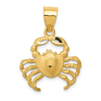 14k Satin Diamond-cut Crab Pendant-K6039