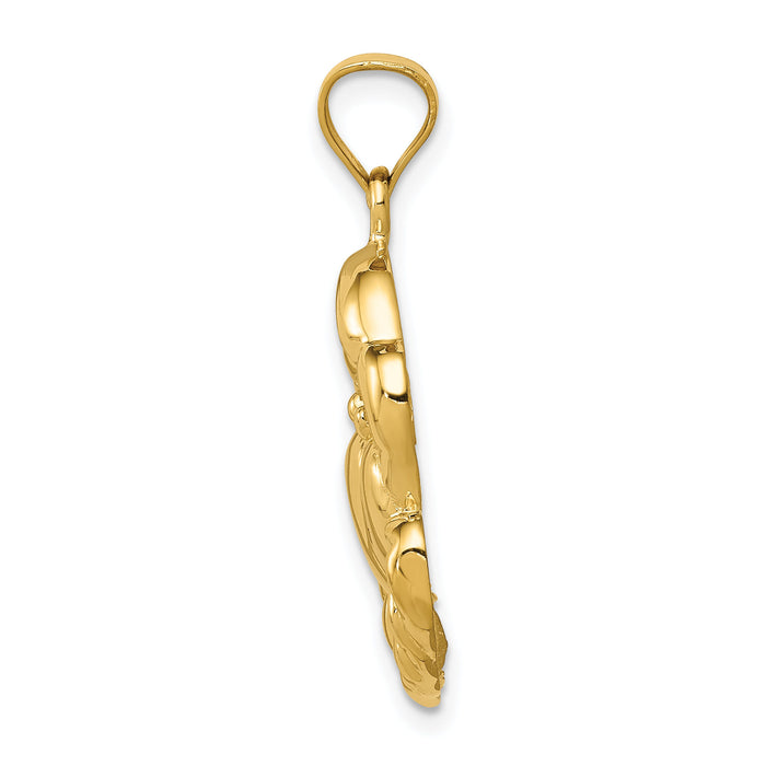 14k Polished Crab Pendant-K6040