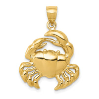14k Polished Crab Pendant-K6040
