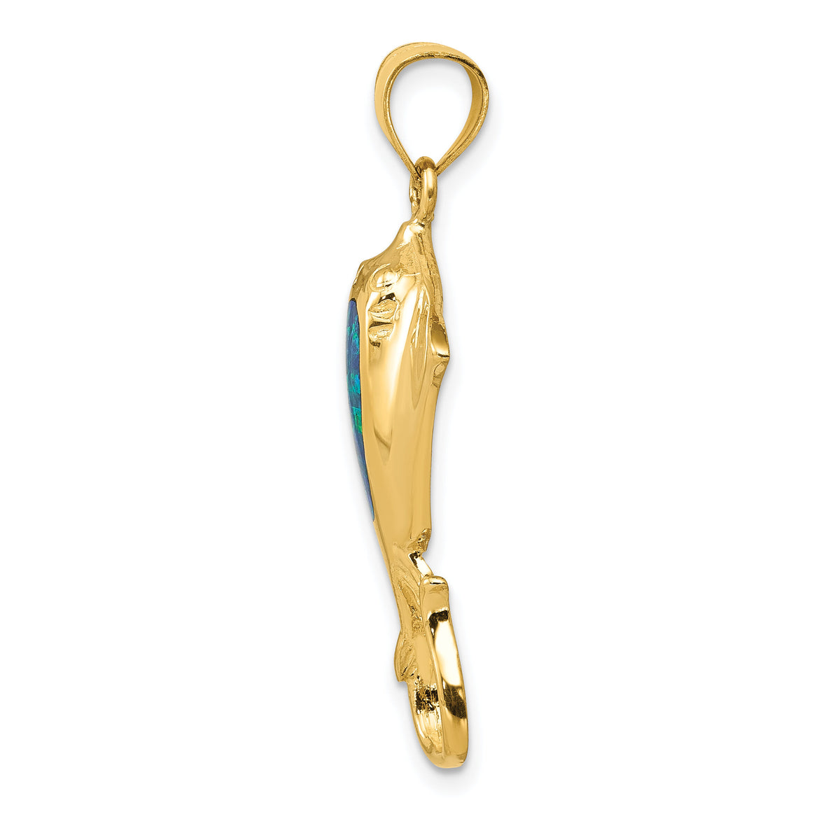 14k Polished Created Blue Opal Stingray Pendant-K6043