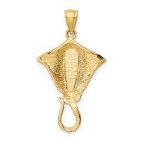 14k Polished Created Blue Opal Stingray Pendant-K6043
