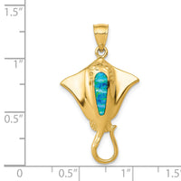 14k Polished Created Blue Opal Stingray Pendant-K6043