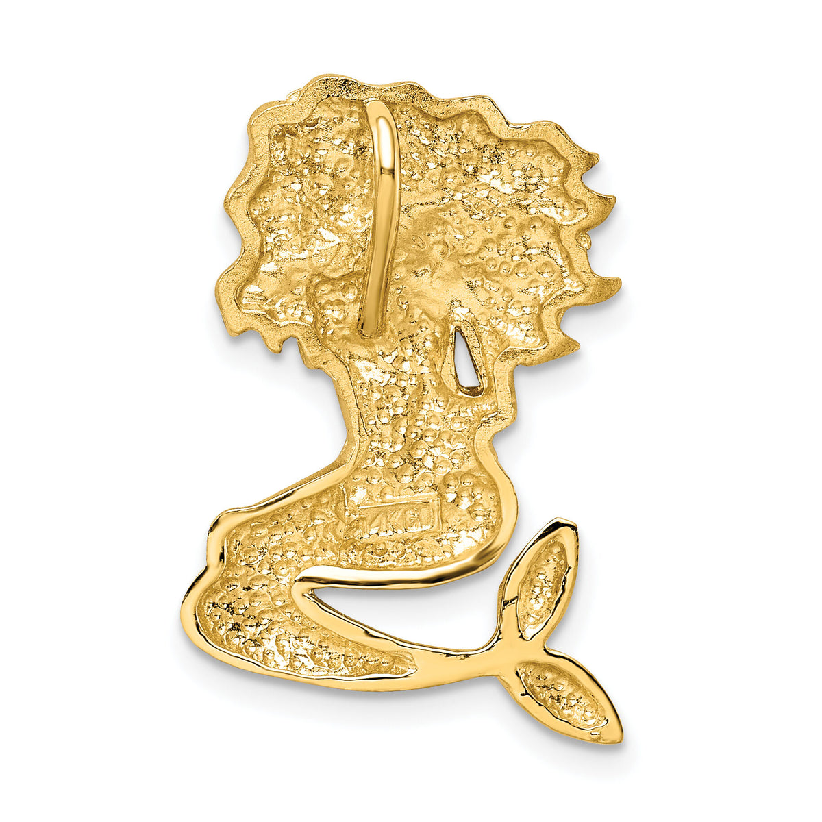 14k w/White Rhodium Satin D/C Mermaid Chain Slide-K6045