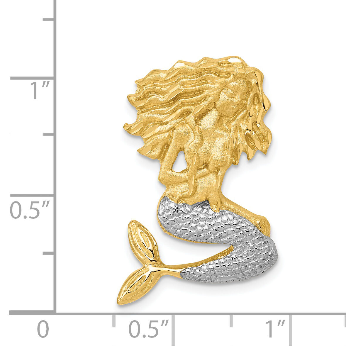 14k w/White Rhodium Satin D/C Mermaid Chain Slide-K6045