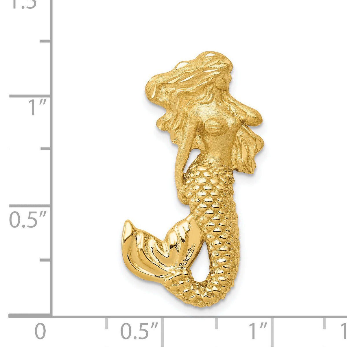 14k Polished and Satin Diamond-cut Mermaid Chain Slide-K6046