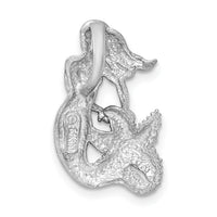 14K White Gold Satin and Diamond-Cut Mermaid Slide-K6047