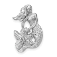 14K White Gold Satin and Diamond-Cut Mermaid Slide-K6047