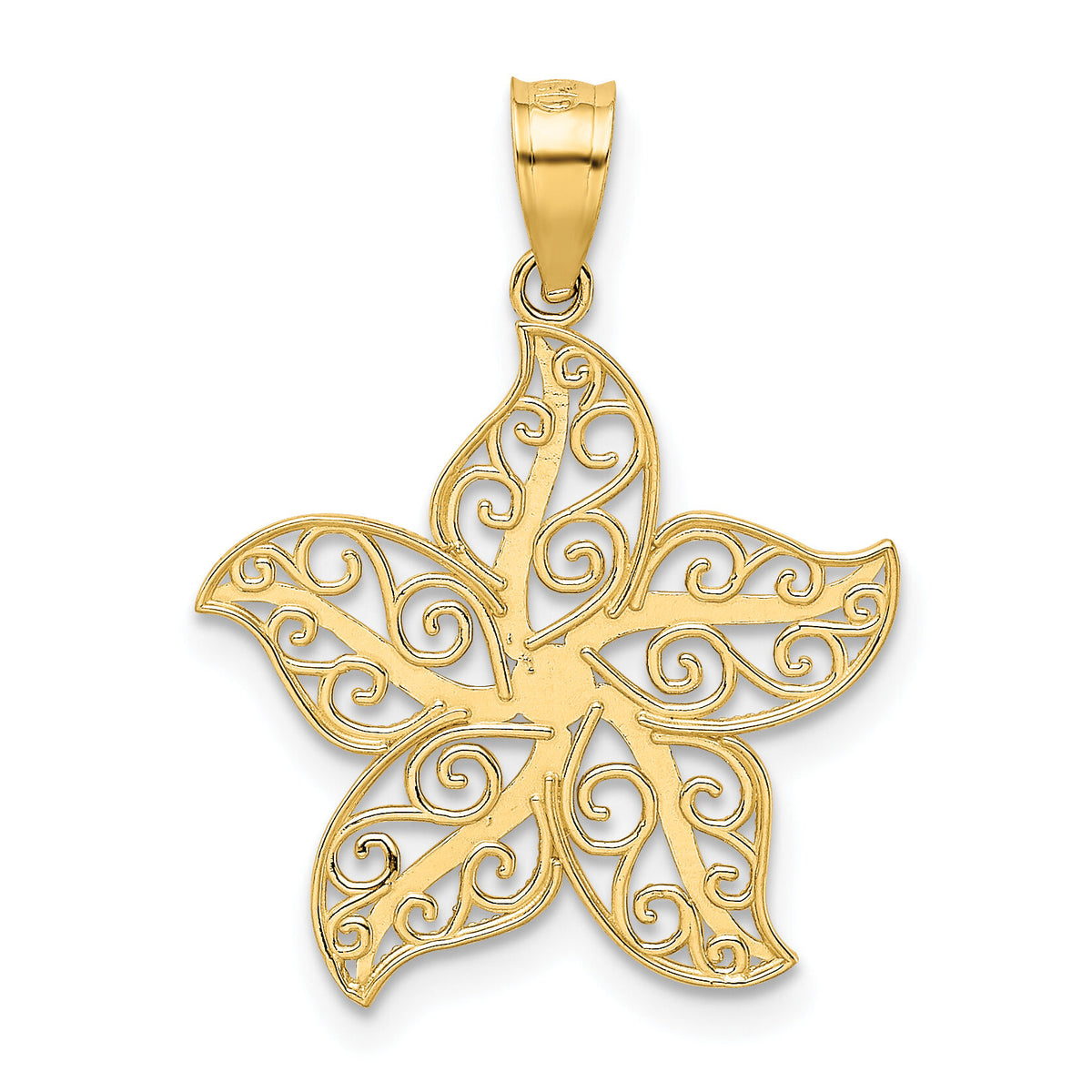 14k Polished Filigree Starfish Pendant-K6057