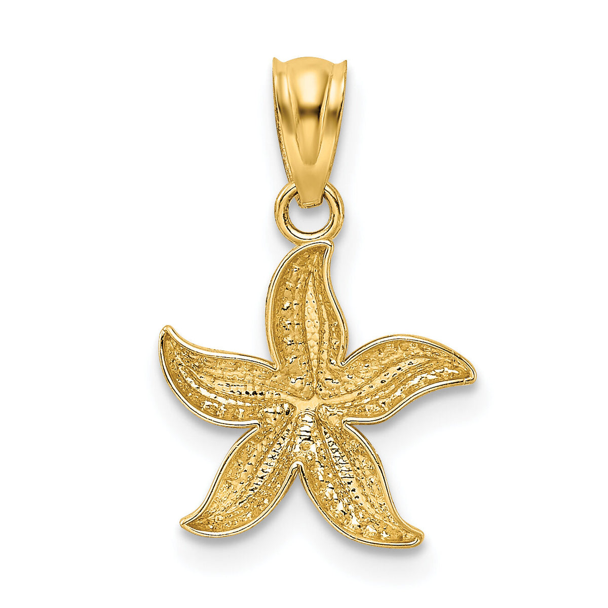 14k with White Rhodium Diamond-cut Starfish Pendant-K6060