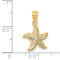 14k with White Rhodium Diamond-cut Starfish Pendant-K6060