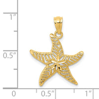 14k Diamond-cut Polished Filigree Starfish Pendant-K6062