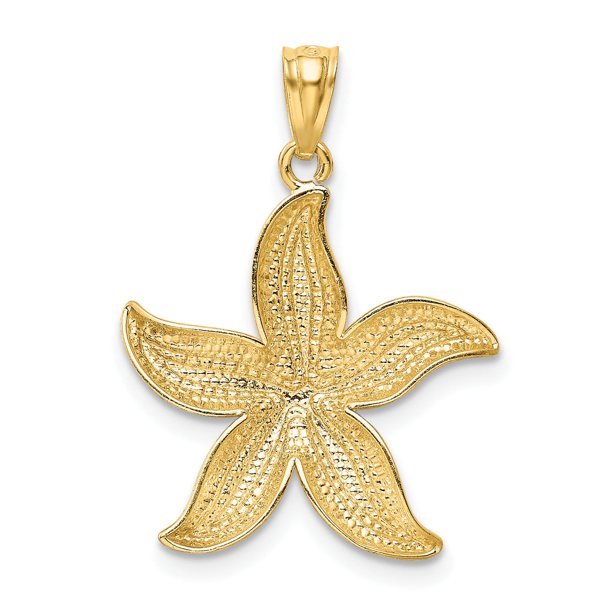 14k with White Rhodium Diamond-cut Starfish Pendant-K6065