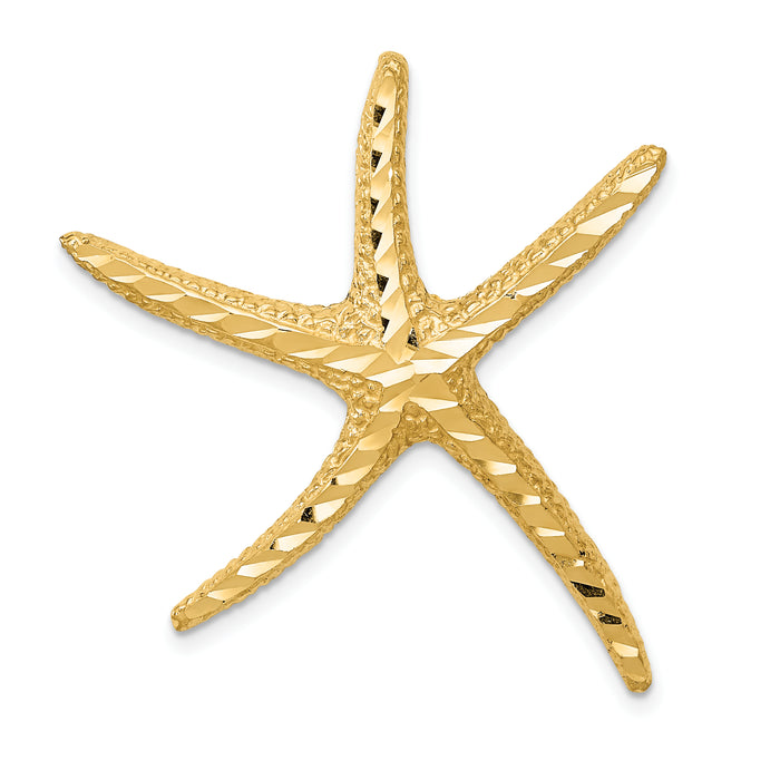 14k Textured Diamond-cut Starfish Slide-K6068