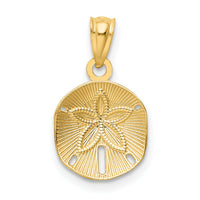 14k Satin Diamond-cut Sand Dollar Pendant-K6069