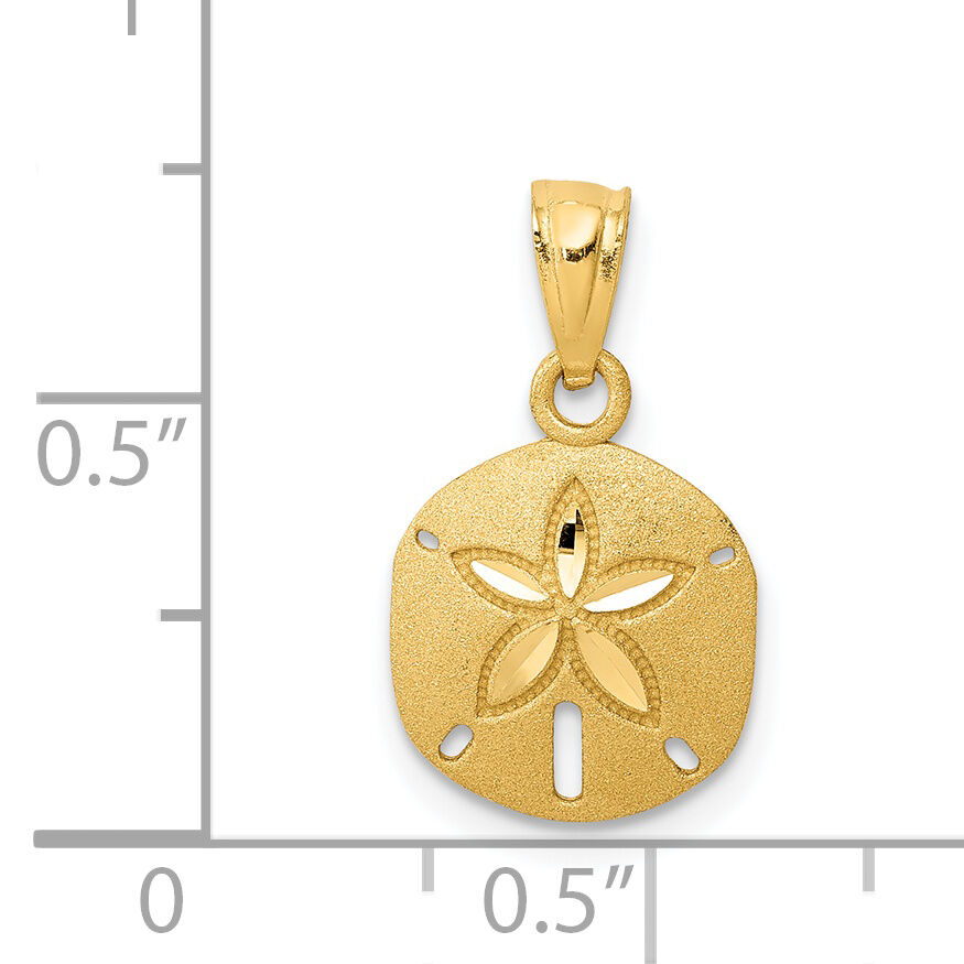 14k Satin Diamond-cut Sand Dollar Pendant-K6069