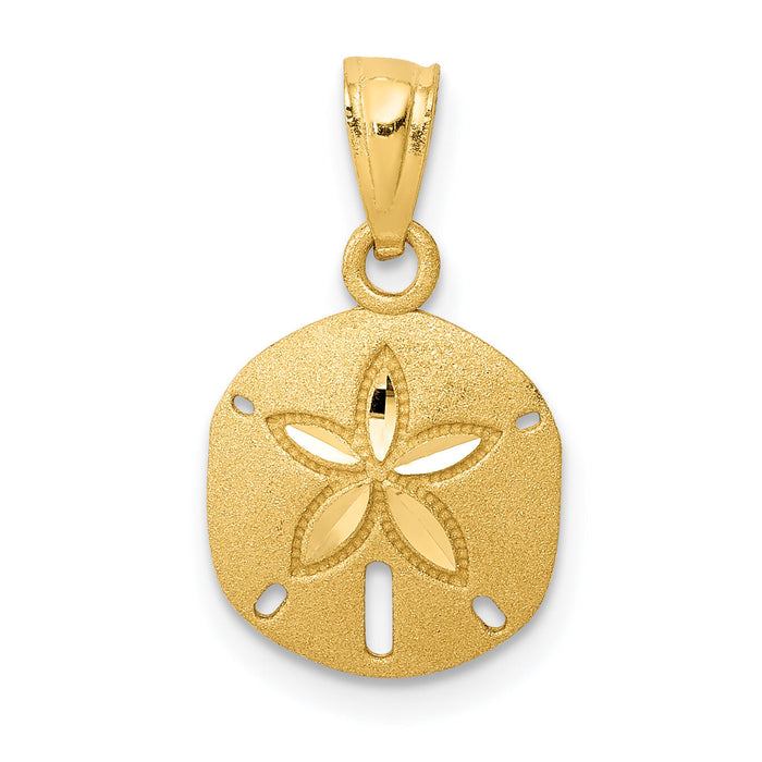 14k Satin Diamond-cut Sand Dollar Pendant-K6069