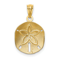 14k Satin Diamond-cut Sand Dollar Pendant-K6070