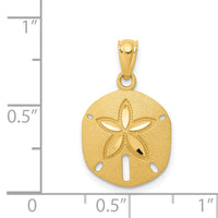 14k Satin Diamond-cut Sand Dollar Pendant-K6070