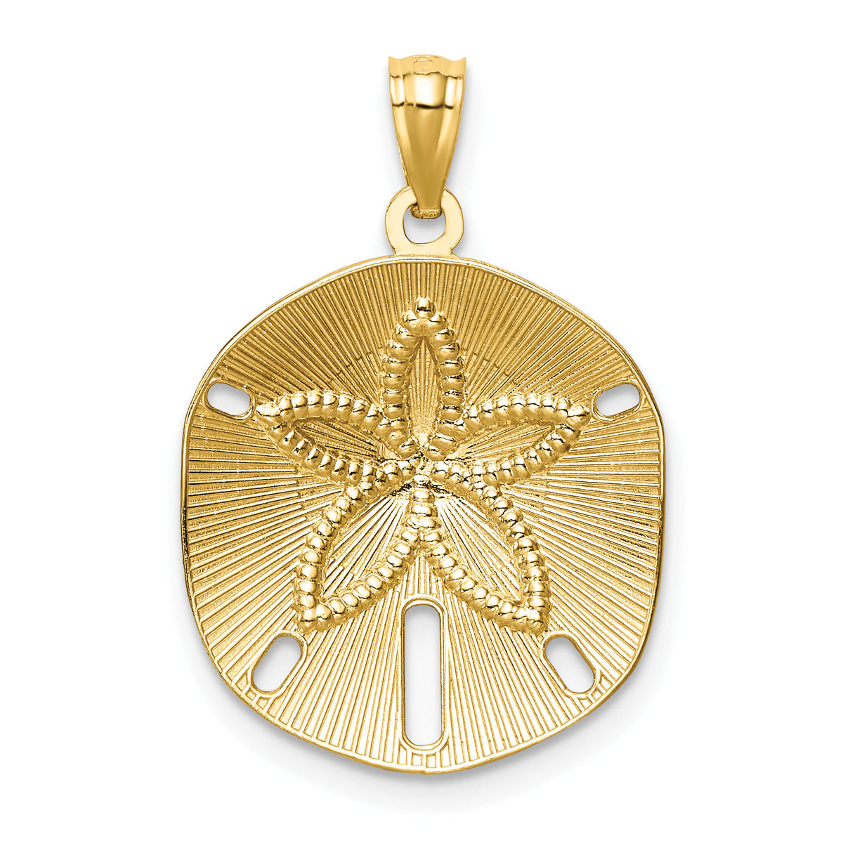 14k Satin Diamond-cut Sand Dollar Pendant-K6075