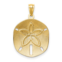 14k Satin Diamond-cut Sand Dollar Pendant-K6075