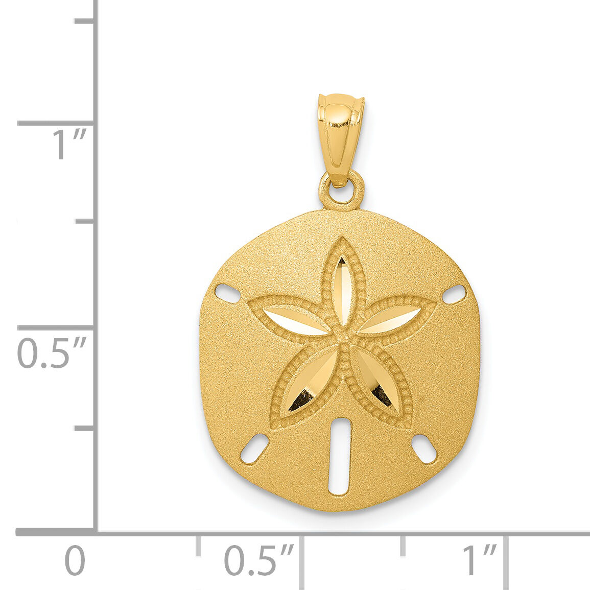 14k Satin Diamond-cut Sand Dollar Pendant-K6075