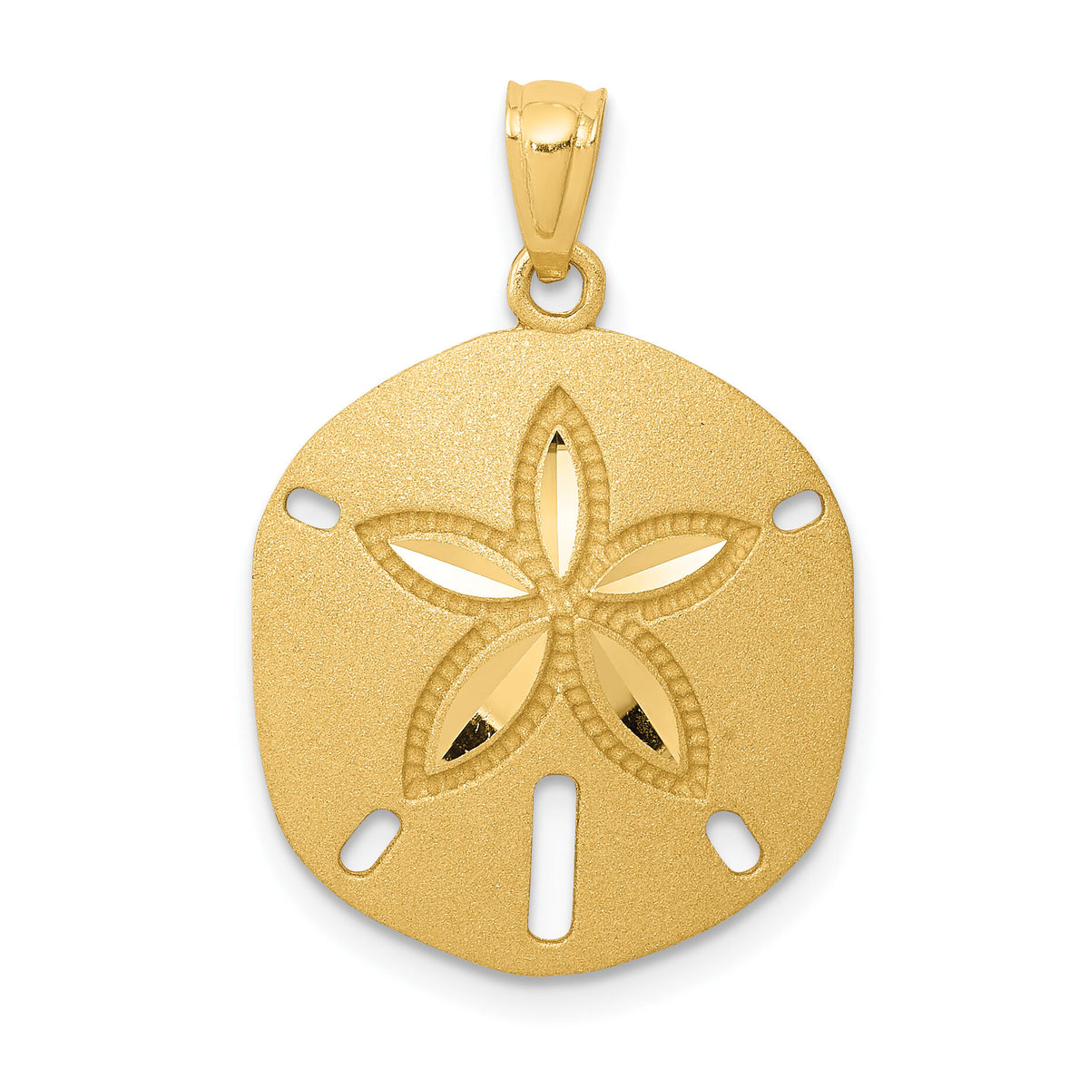14k Satin Diamond-cut Sand Dollar Pendant-K6075
