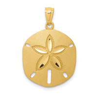 14k Satin Diamond-cut Sand Dollar Pendant-K6075