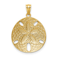 14k with White Rhodium Diamond-cut Polished Sand Dollar Pendant-K6076