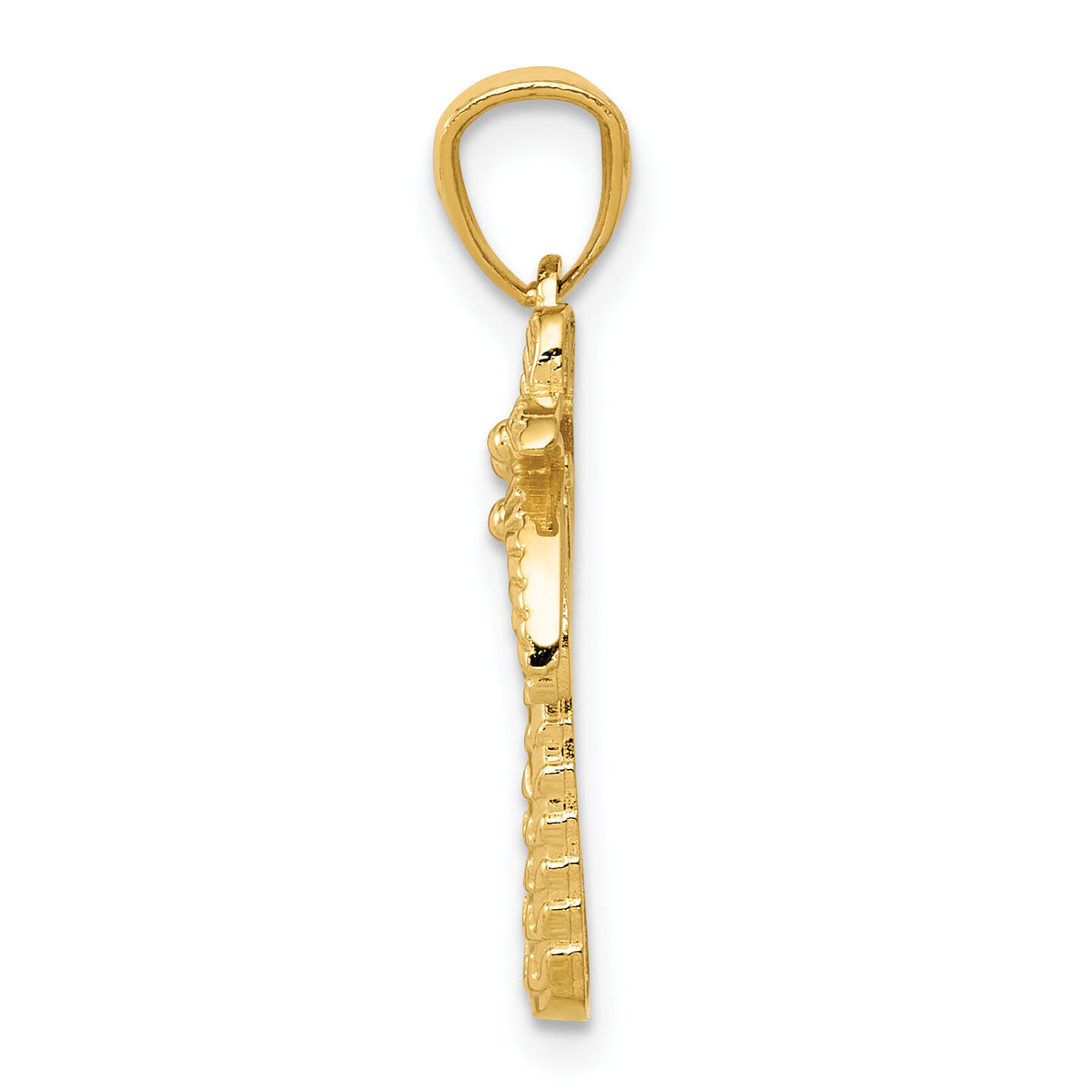 14k Textured Polished Palm Tree Pendant-K6077
