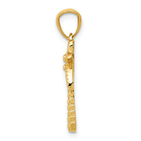 14k Textured Polished Palm Tree Pendant-K6077