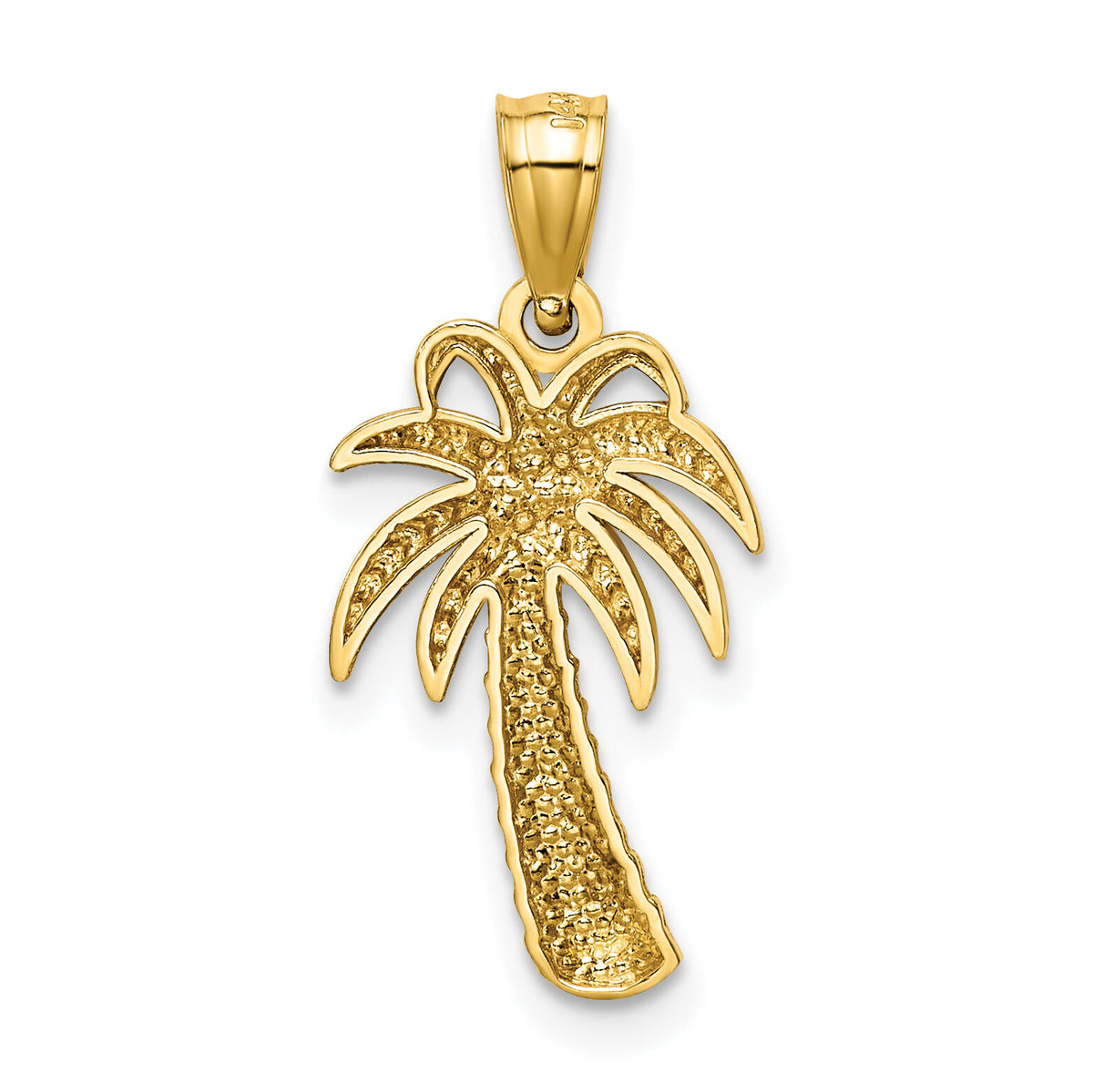 14k Textured Polished Palm Tree Pendant-K6077