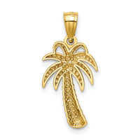 14k Textured Polished Palm Tree Pendant-K6077
