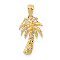 14k Textured Polished Palm Tree Pendant-K6077