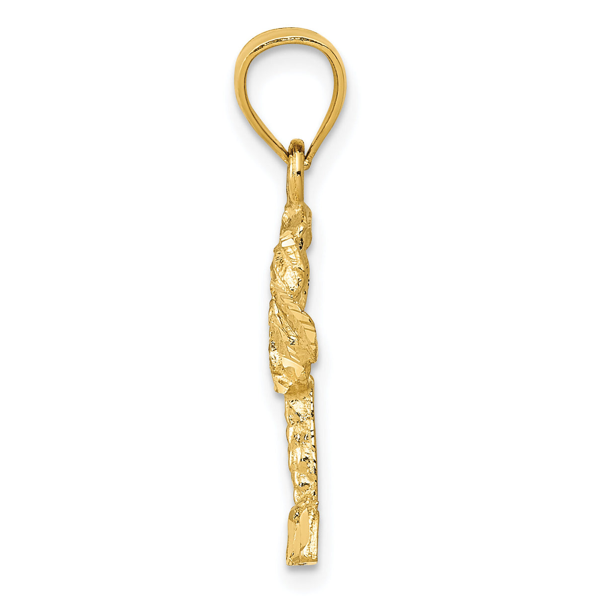 14k Polished Diamond-cut Palm Tree Pendant-K6078