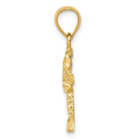 14k Polished Diamond-cut Palm Tree Pendant-K6078
