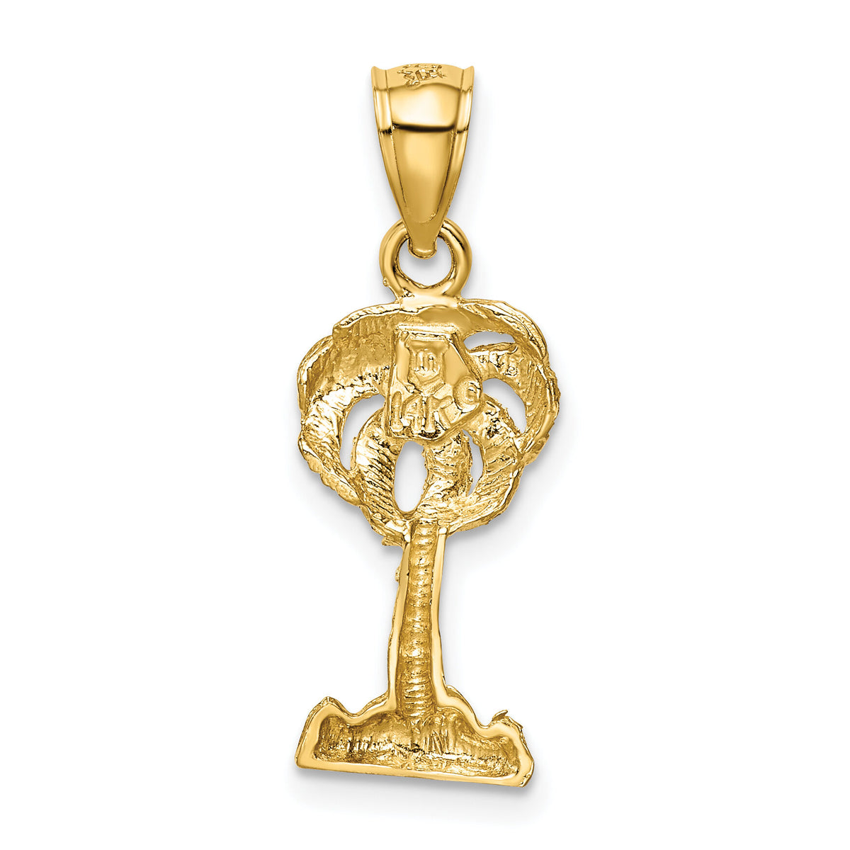 14k Polished Diamond-cut Palm Tree Pendant-K6078