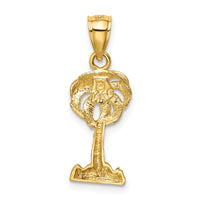 14k Polished Diamond-cut Palm Tree Pendant-K6078